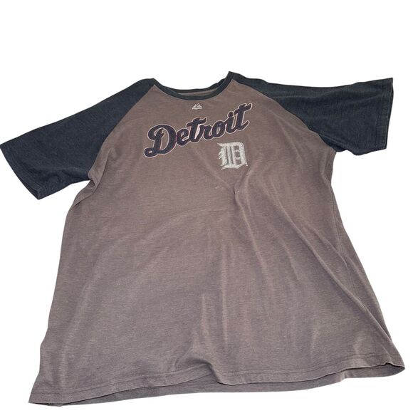 Majestic Detroit Tigers Baseball 3/4 Sleeve Raglan T-Shirt Men's Size 3XT Brown - Picture 2 of 7